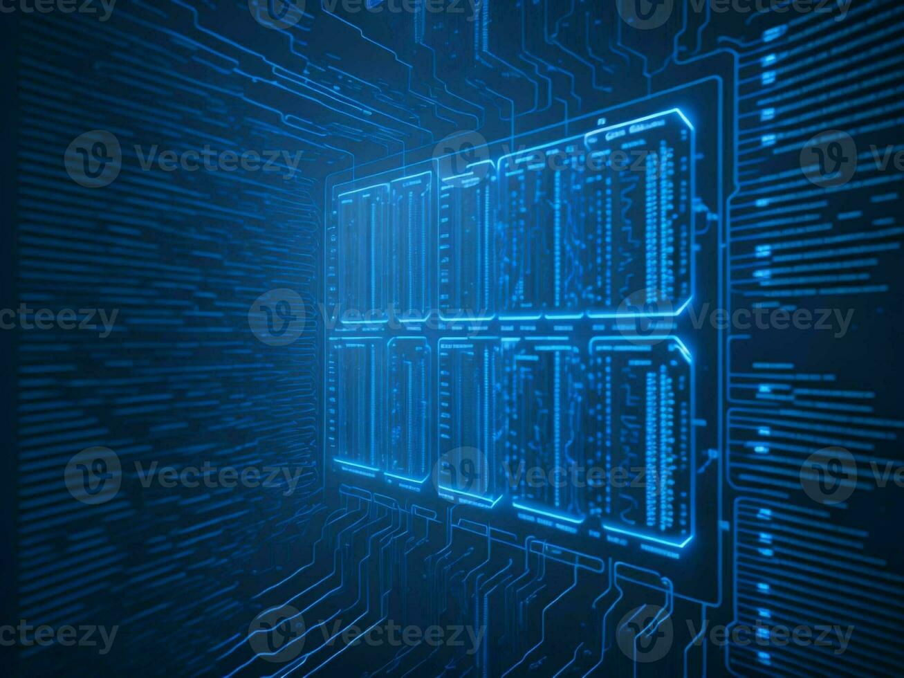 AI generated Digital Cyberspace with Particles and Digital Data Network Connections. High Speed Connection and Data Analysis Technology Digital Abstract Background Concept. 3d rendering photo