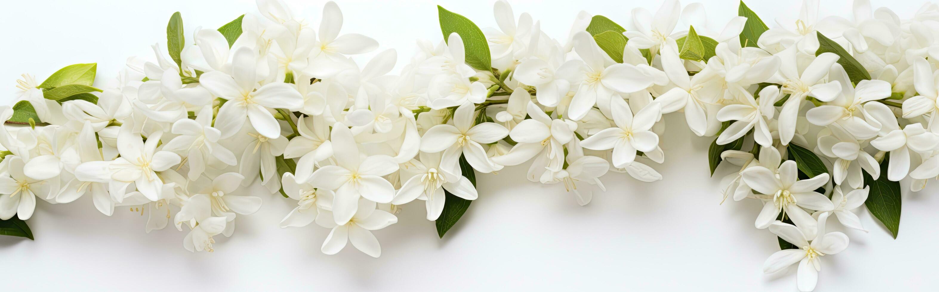 AI generated Jasmine flowers on white surface. AI Generated photo