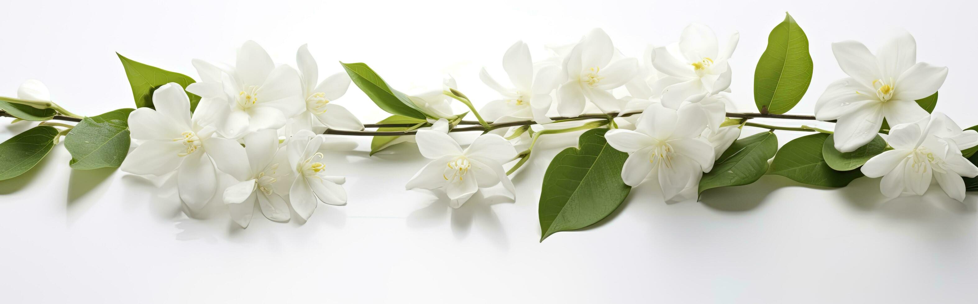 AI generated Jasmine flowers on white surface. AI Generated photo