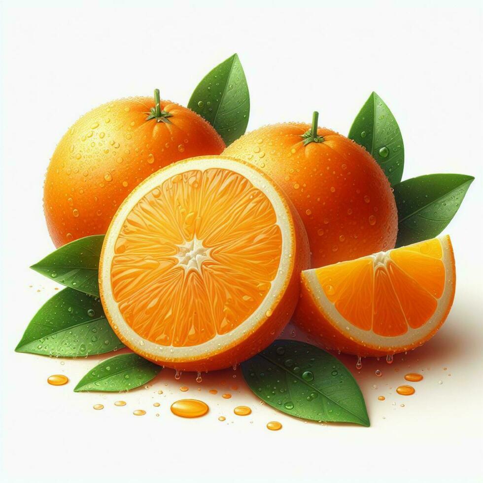 AI generated Closeup of orange fruit, slice orange fruit, orange fruit with drops water photo