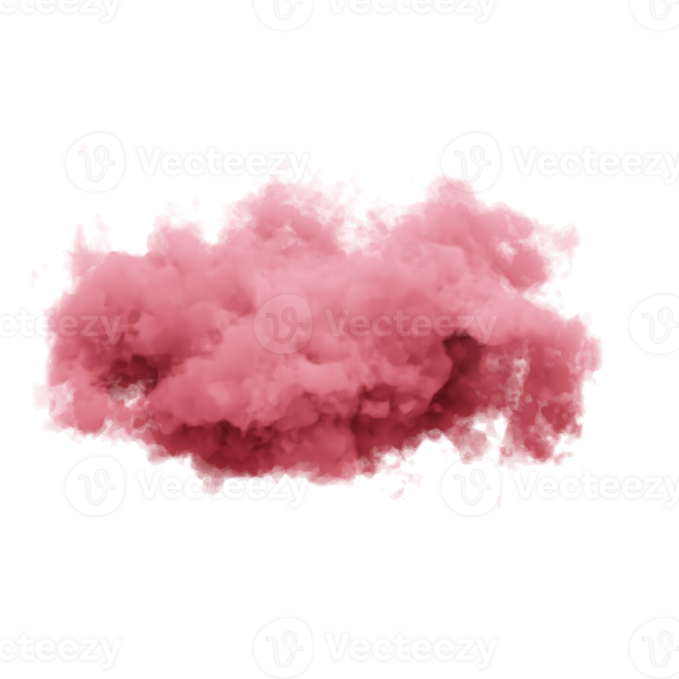 realistic smoke pink cloud on transparent png background. 3d render illustration
