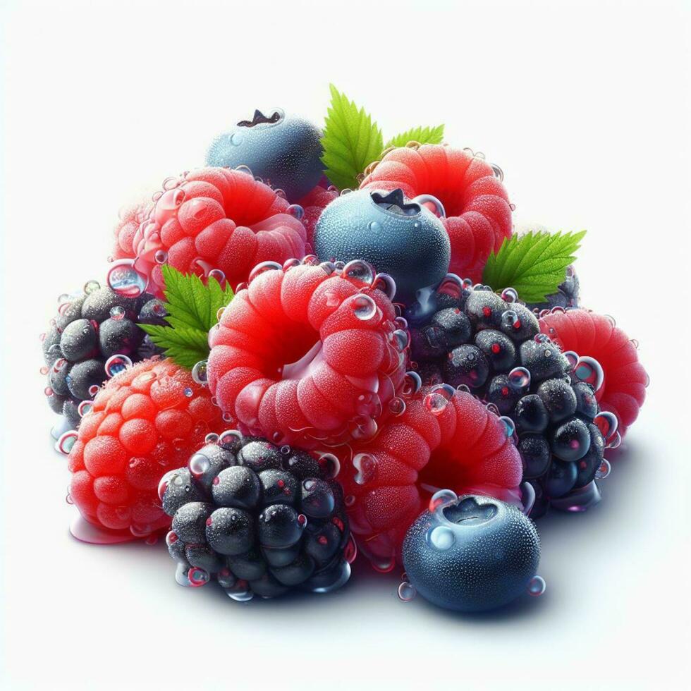 AI generated Raspberry with drops photo