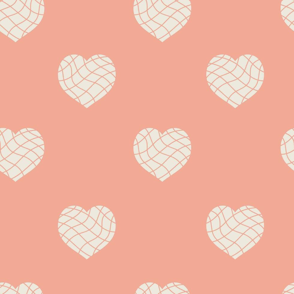 Pastel pink seamless pattern with textured hearts vector