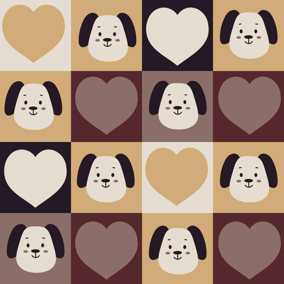 Dog and heart seamless pattern vector