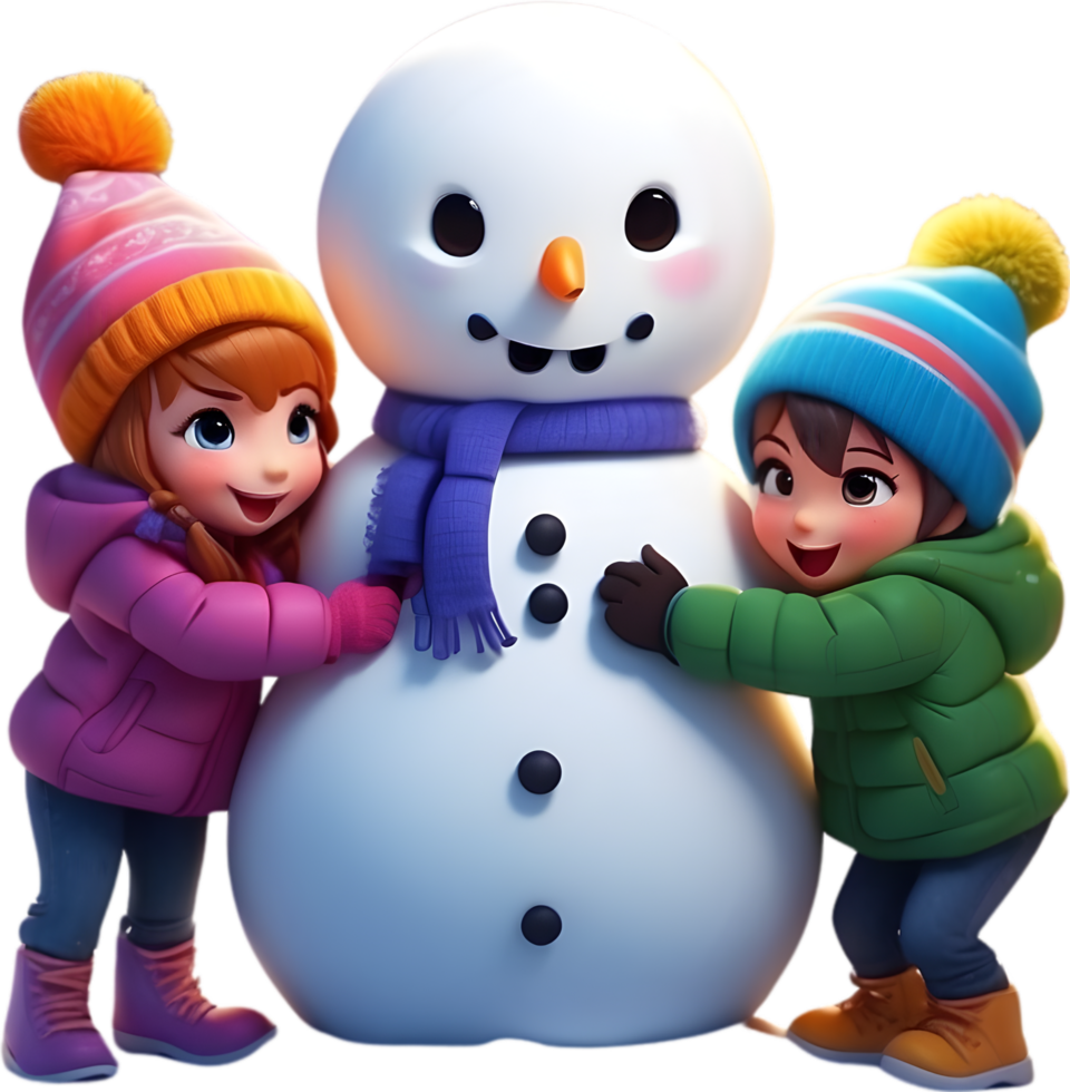 AI generated children in winter clothes and hats png