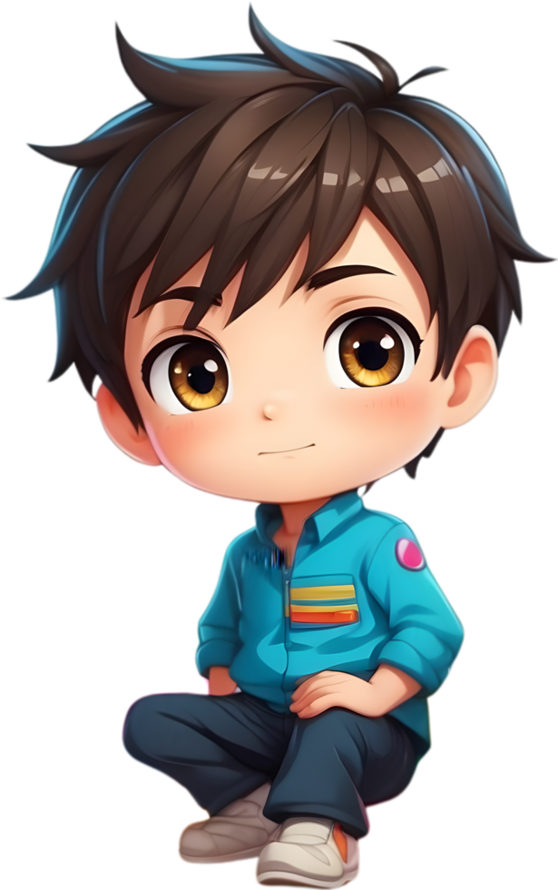 AI generated cartoon boy character with smile face png