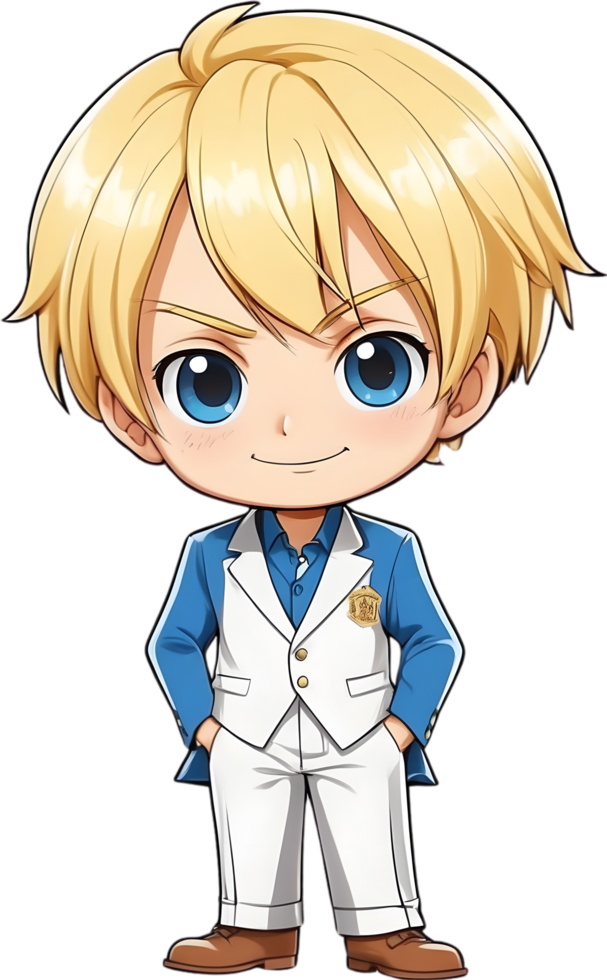 AI generated anime character with blonde hair and blue eyes png