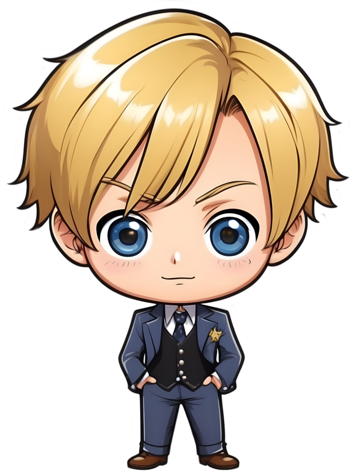 AI generated anime character with blonde hair and blue eyes png