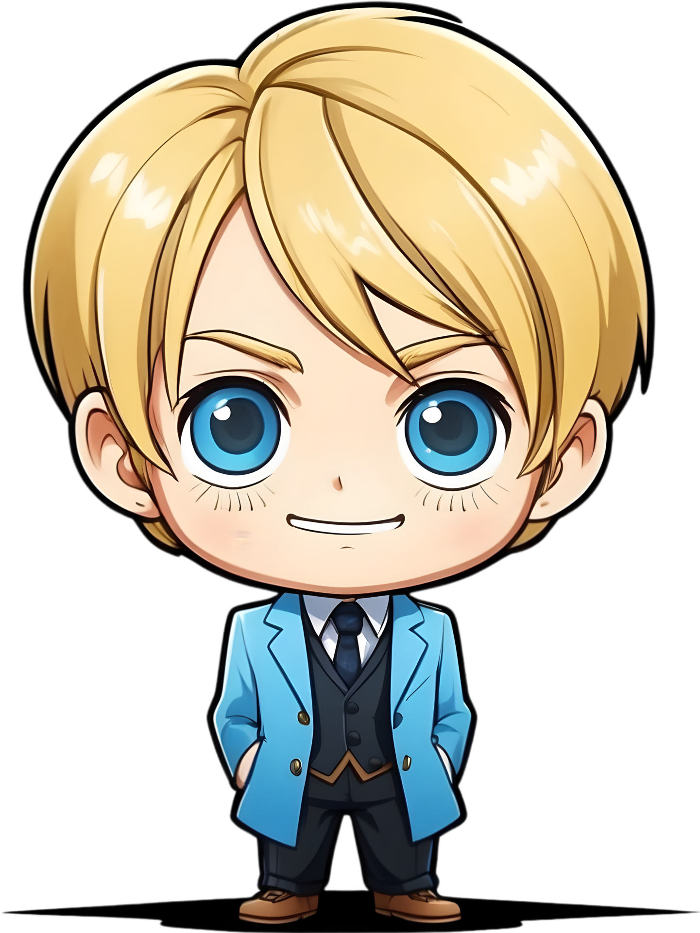AI generated anime character with blonde hair and blue eyes 35268067 PNG