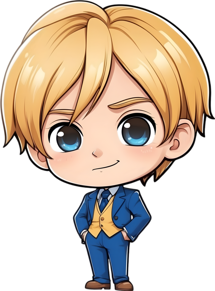 AI generated anime character with blonde hair and blue eyes png