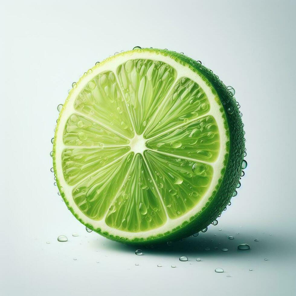 AI generated Slice lime with drops water photo