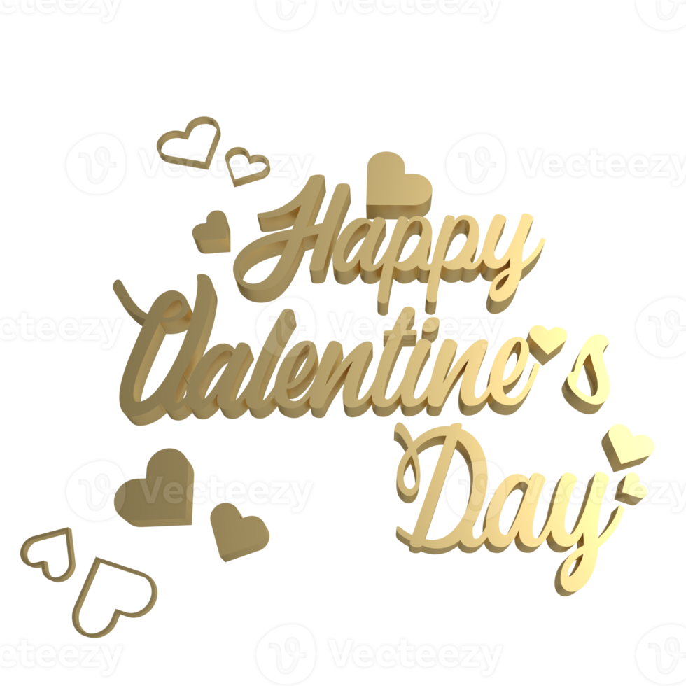 The gold text for Valentine's Day concept 3d rendering png