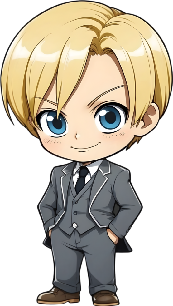 AI generated anime character with blonde hair and blue eyes png