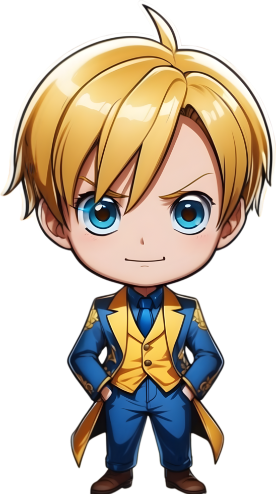 AI generated anime character with blonde hair and blue eyes png