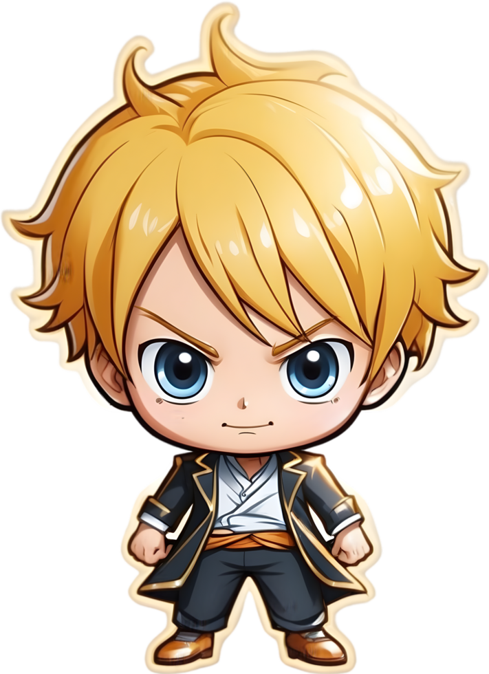 AI generated anime character with blonde hair and blue eyes png