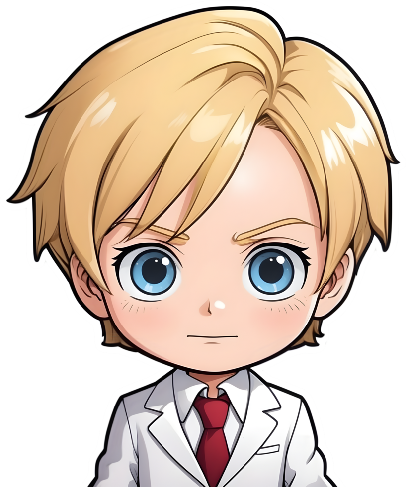 AI generated anime character with blonde hair and blue eyes png