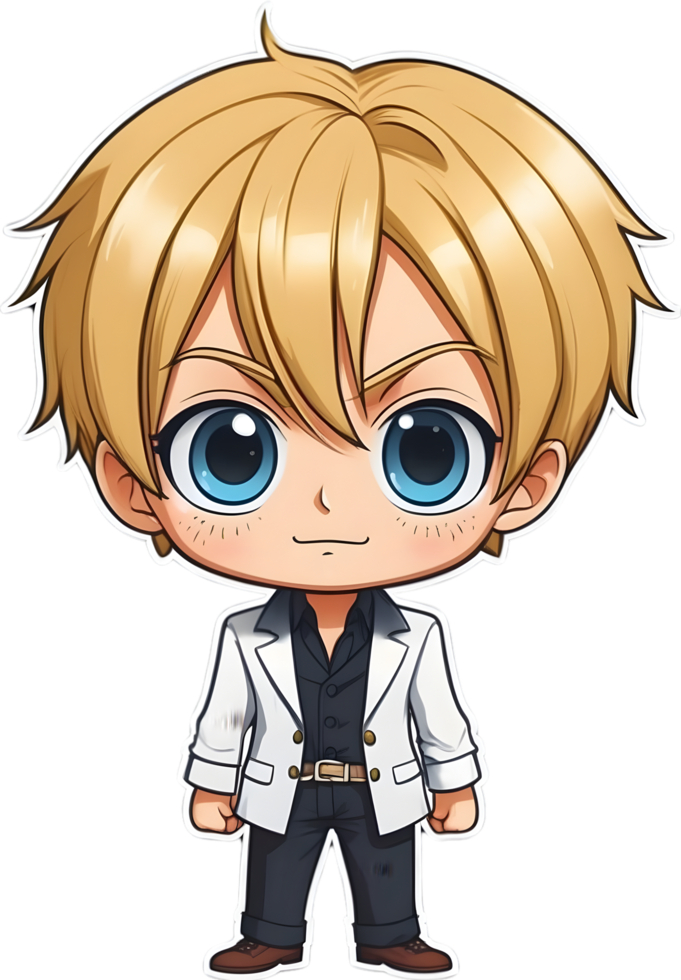 AI generated anime character with blonde hair and blue eyes png