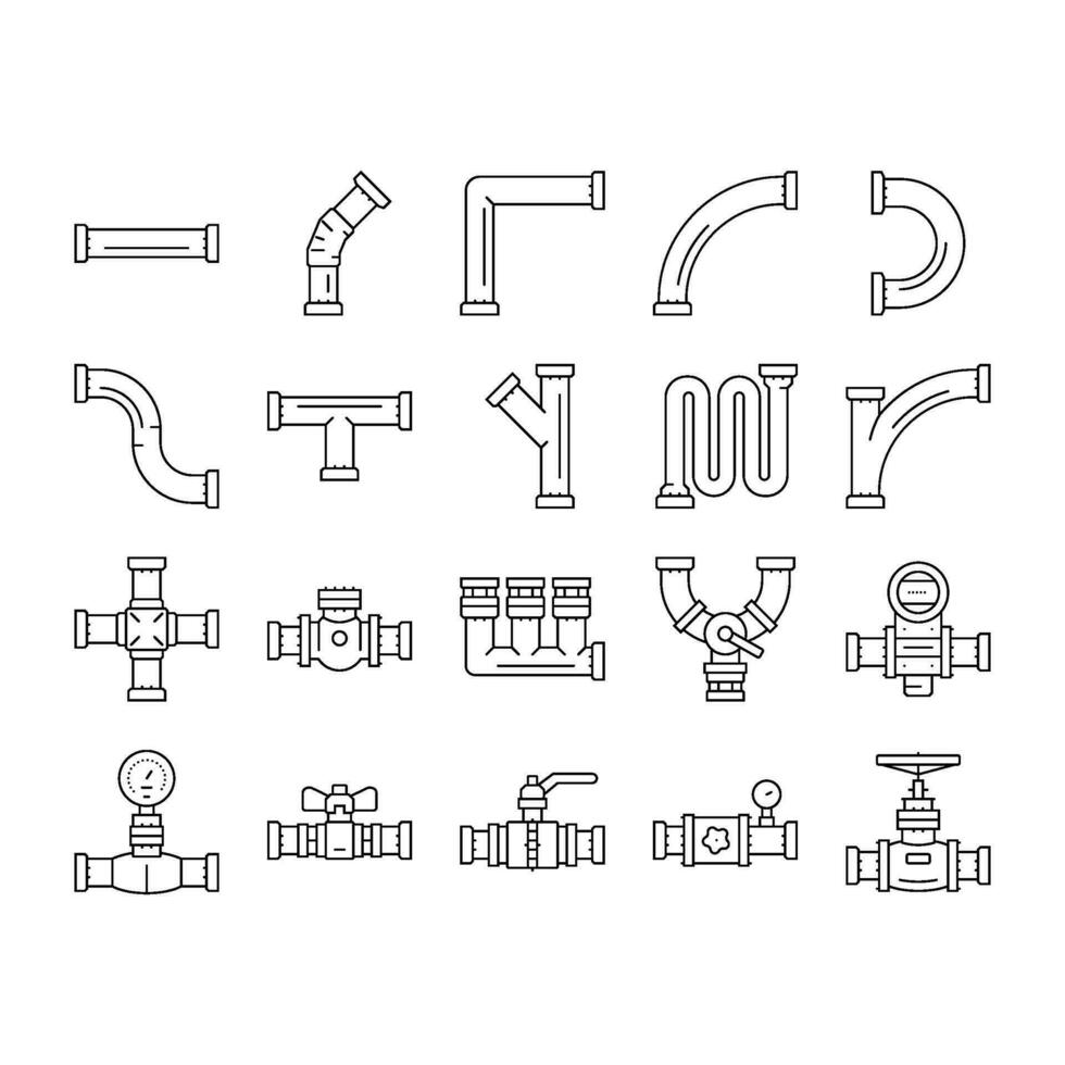 pipeline oil industry gas pipe icons set vector