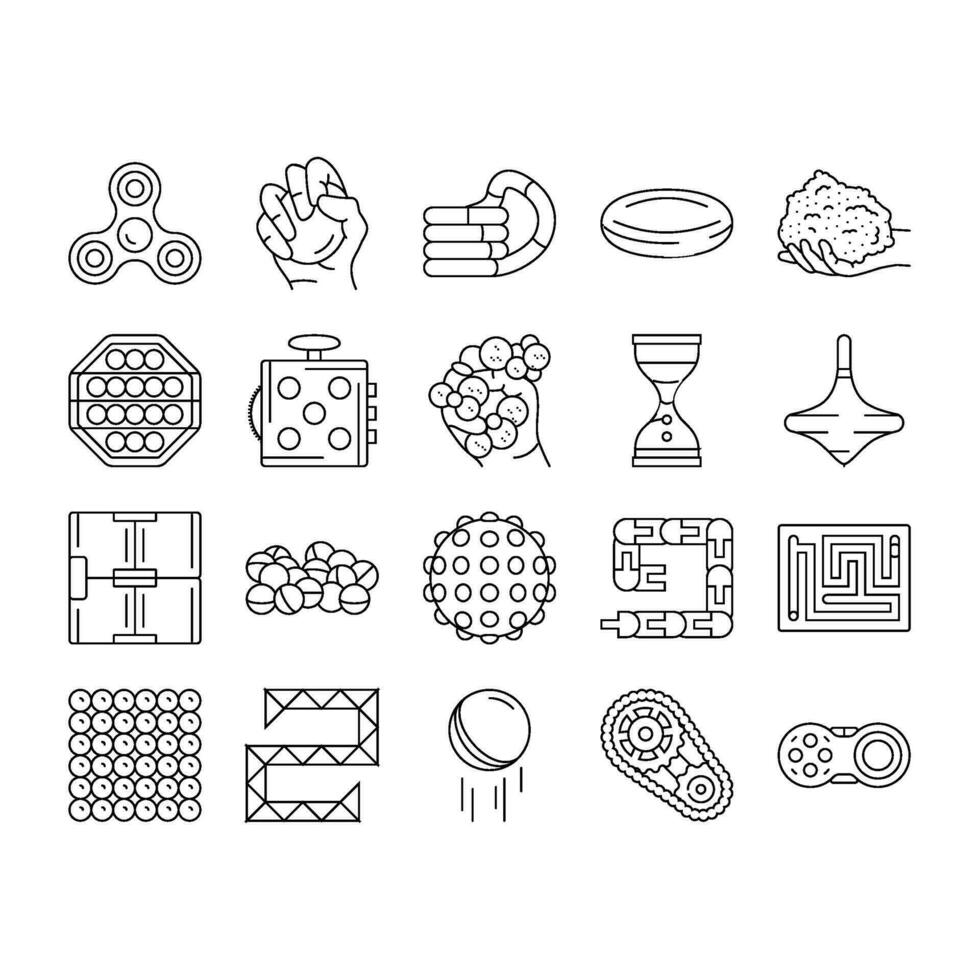 fidget toy fun antistress game icons set vector