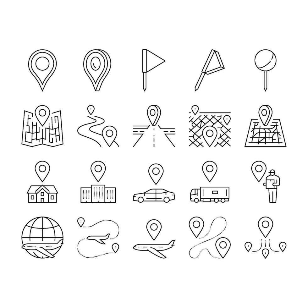 location pin map point icons set vector