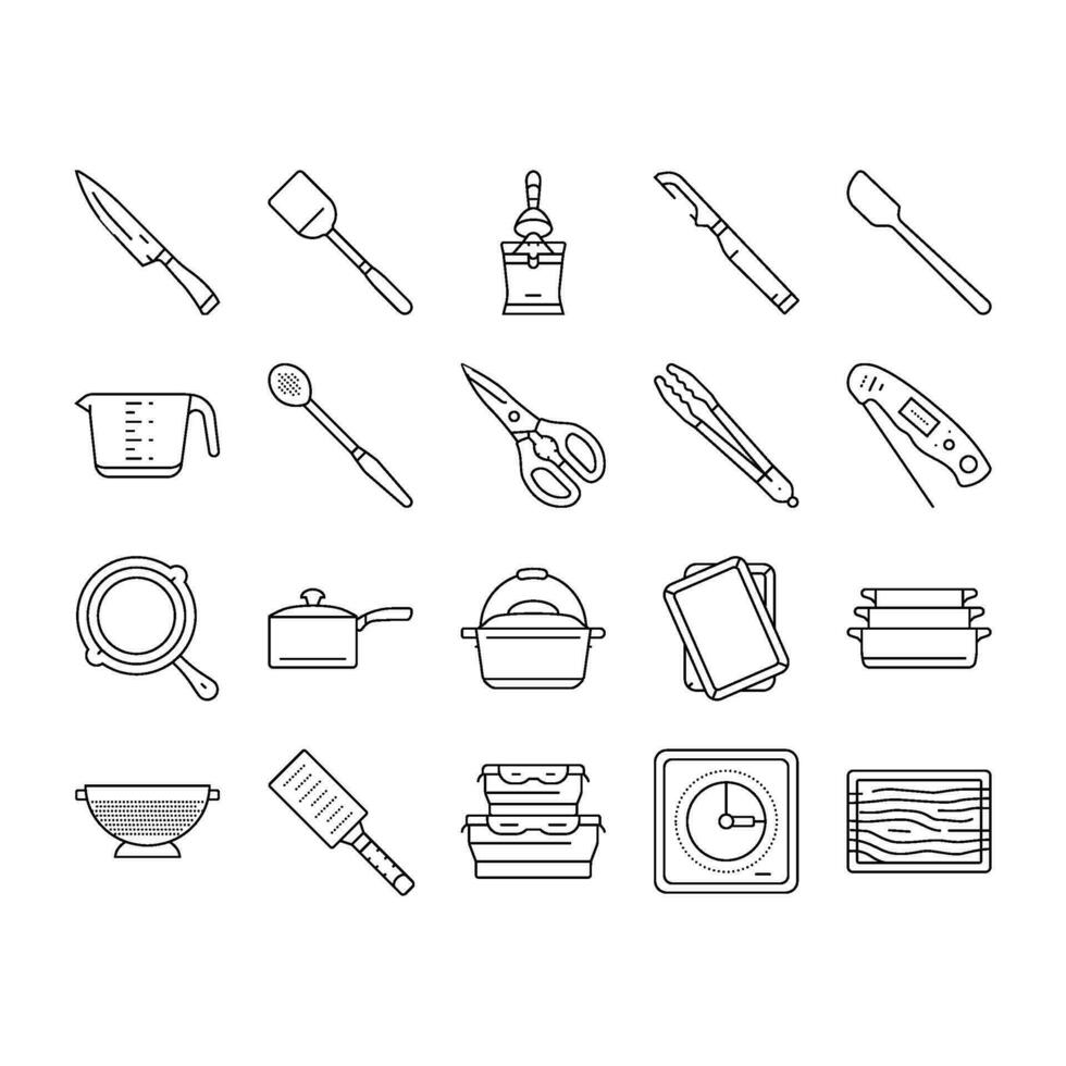 utensilios de cocina cocina Cocinando comida íconos conjunto vector