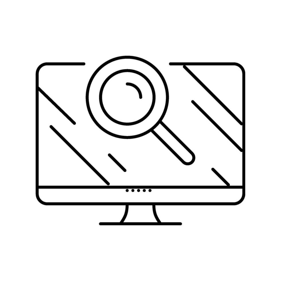 computer search magnifying glass line icon vector illustration