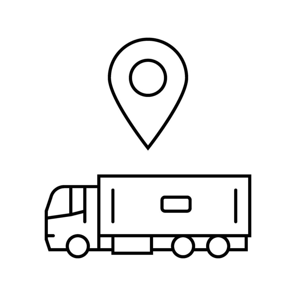 truck map location line icon vector illustration