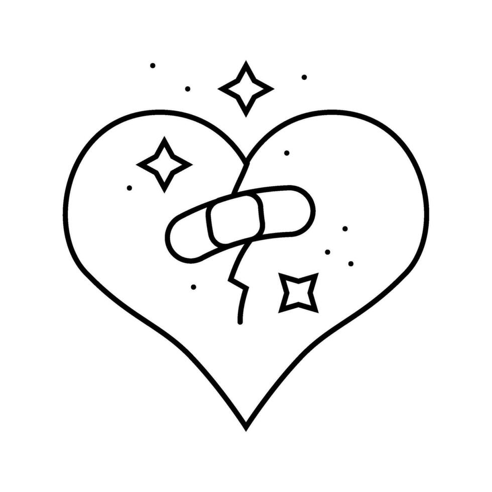 heart bandage patch recovery line icon vector illustration