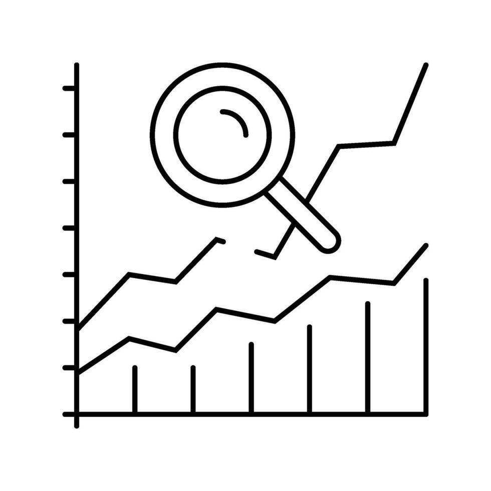 graph search magnifying glass line icon vector illustration