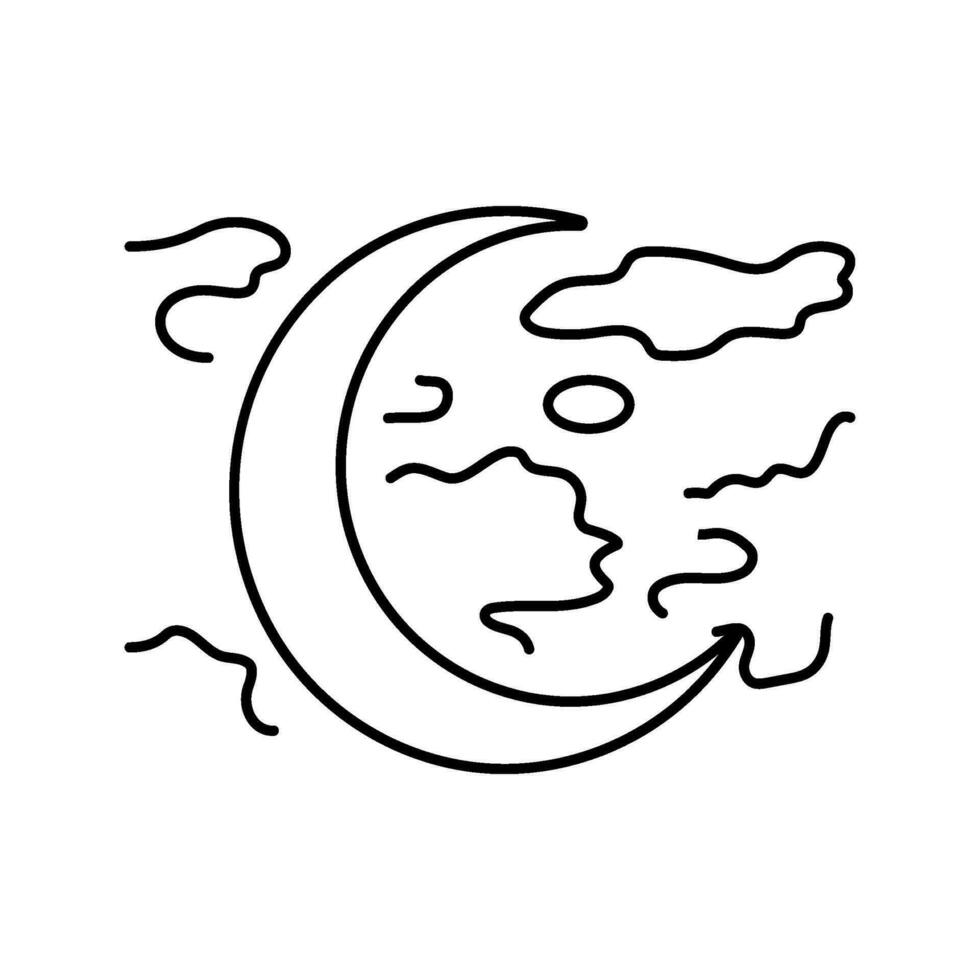 creciente Luna dormir noche línea icono vector ilustración