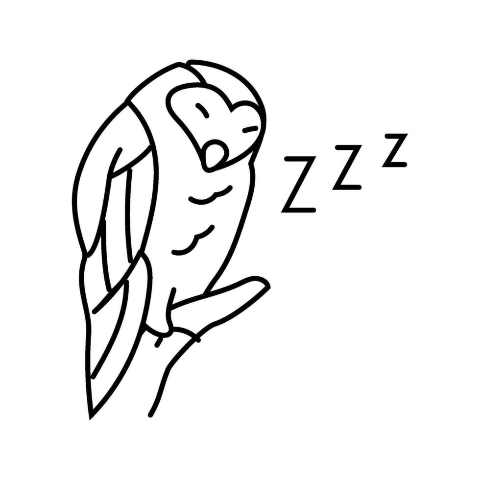 soñoliento búho dormir noche línea icono vector ilustración