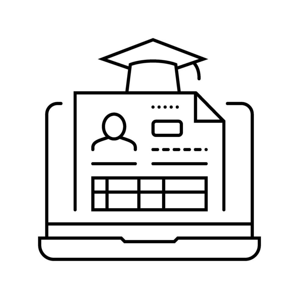 student profile online learning platform line icon vector illustration