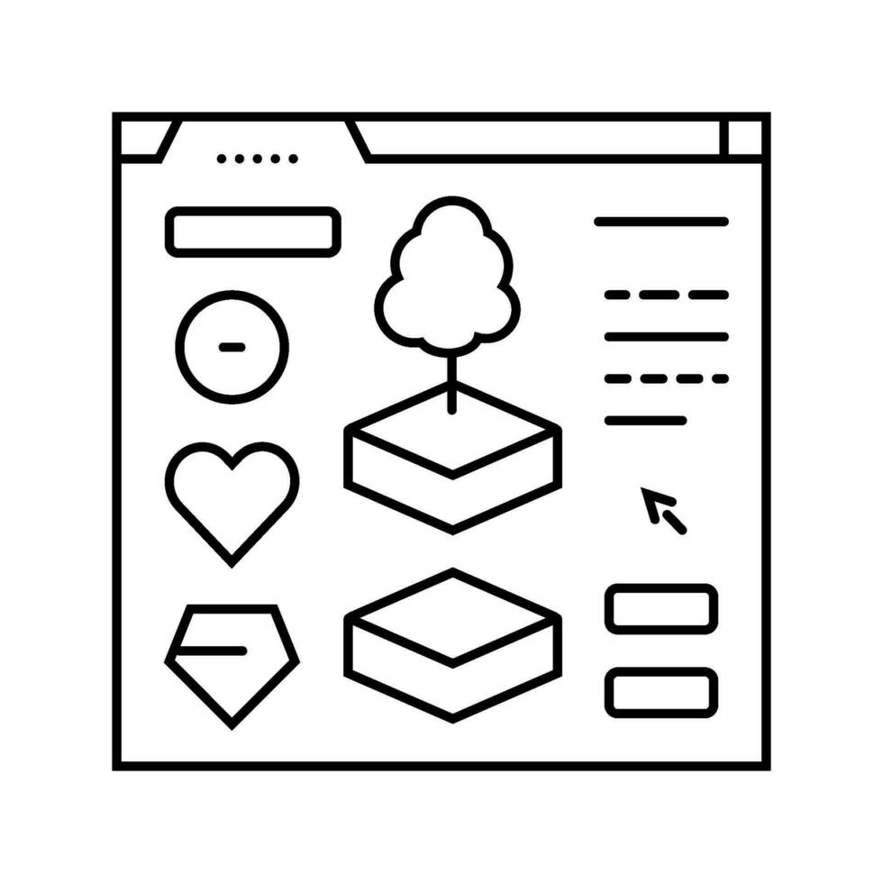 assets game development line icon vector illustration