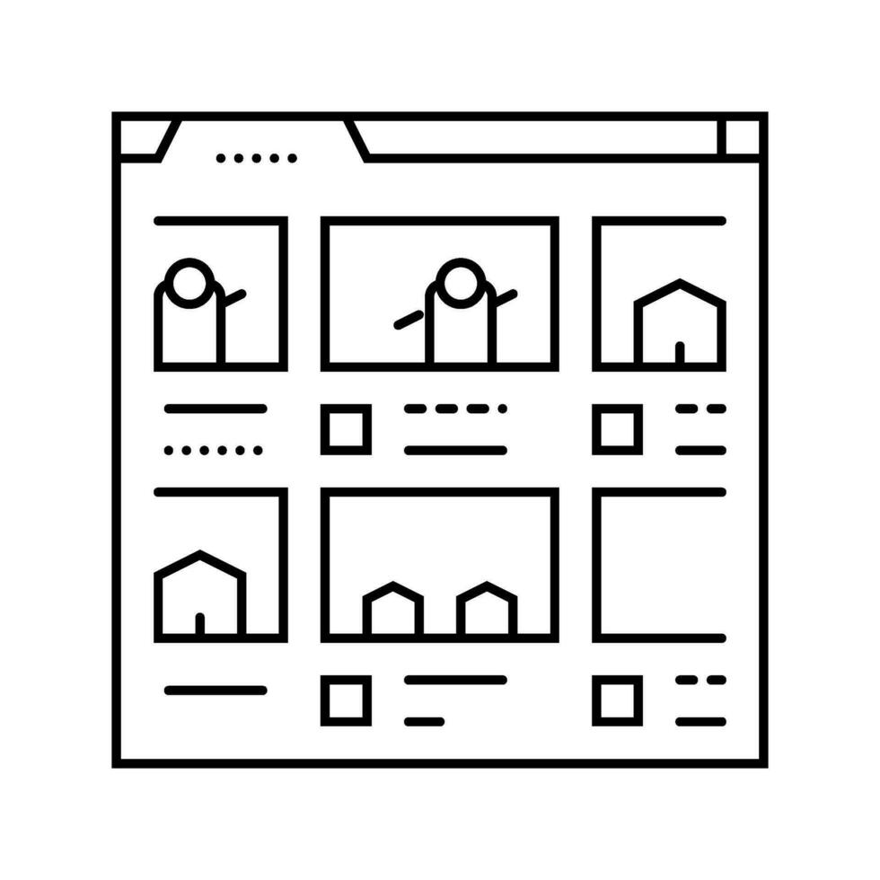 storyboard creation game development line icon vector illustration