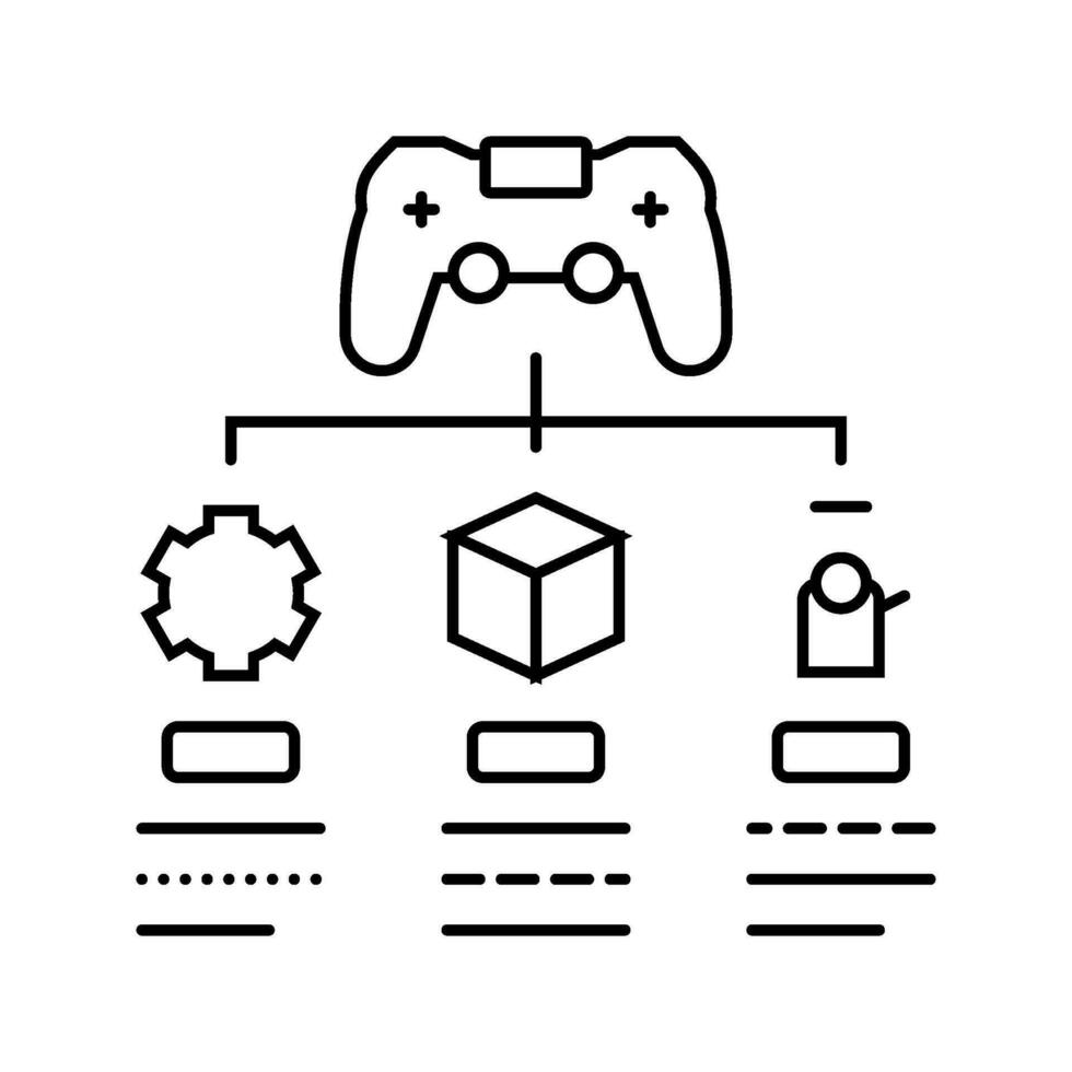 concepto diseño juego desarrollo línea icono vector ilustración