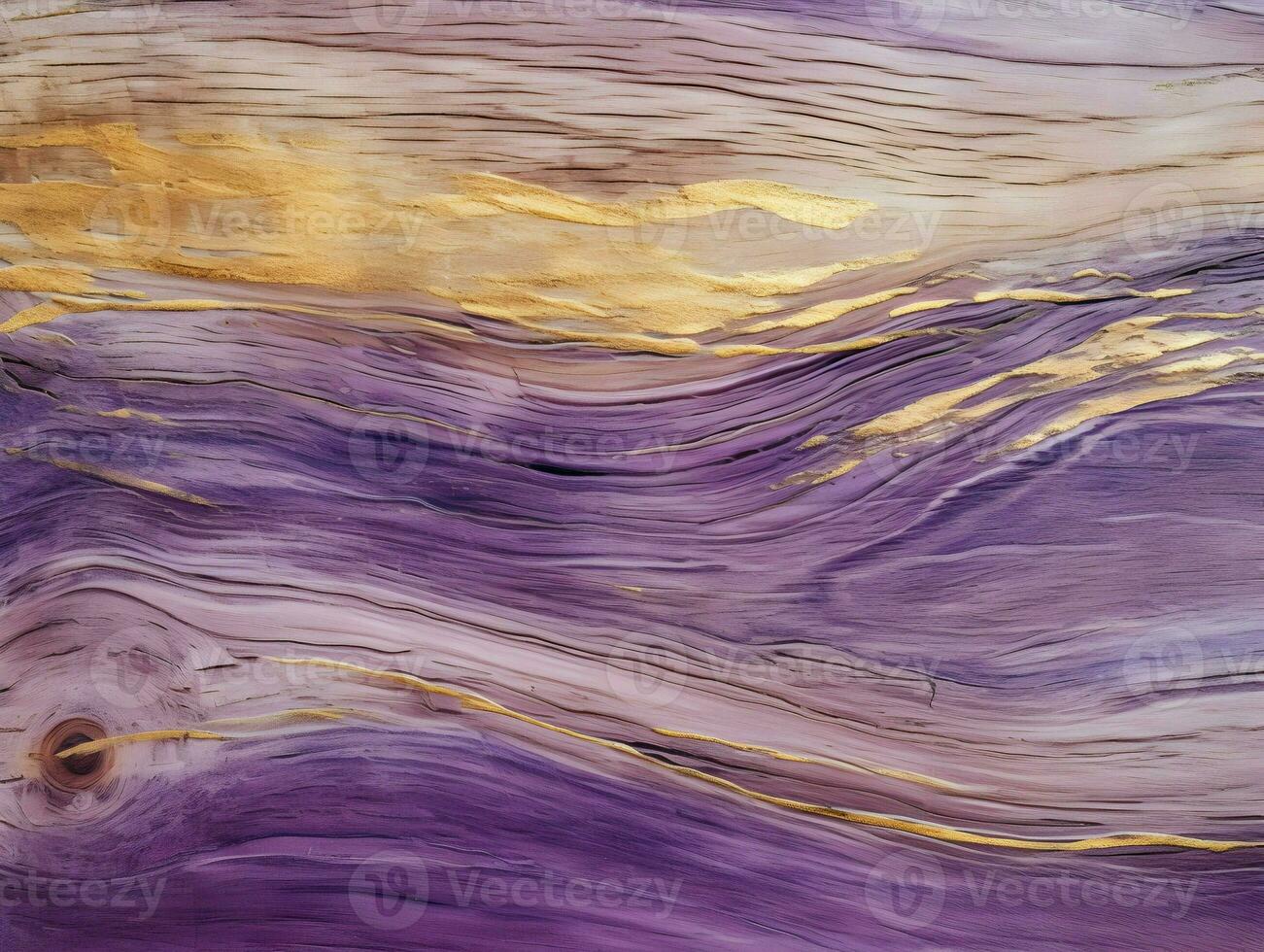 AI generated The painted wood grain texture is distressed and weathered with purple and gold. High-resolution. AI Generative photo