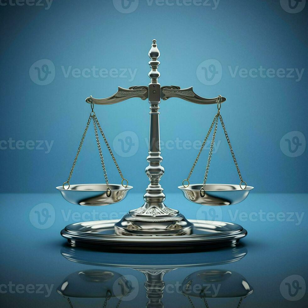 AI generated Justice scale with blue background illustration. High quality. AI Generative photo