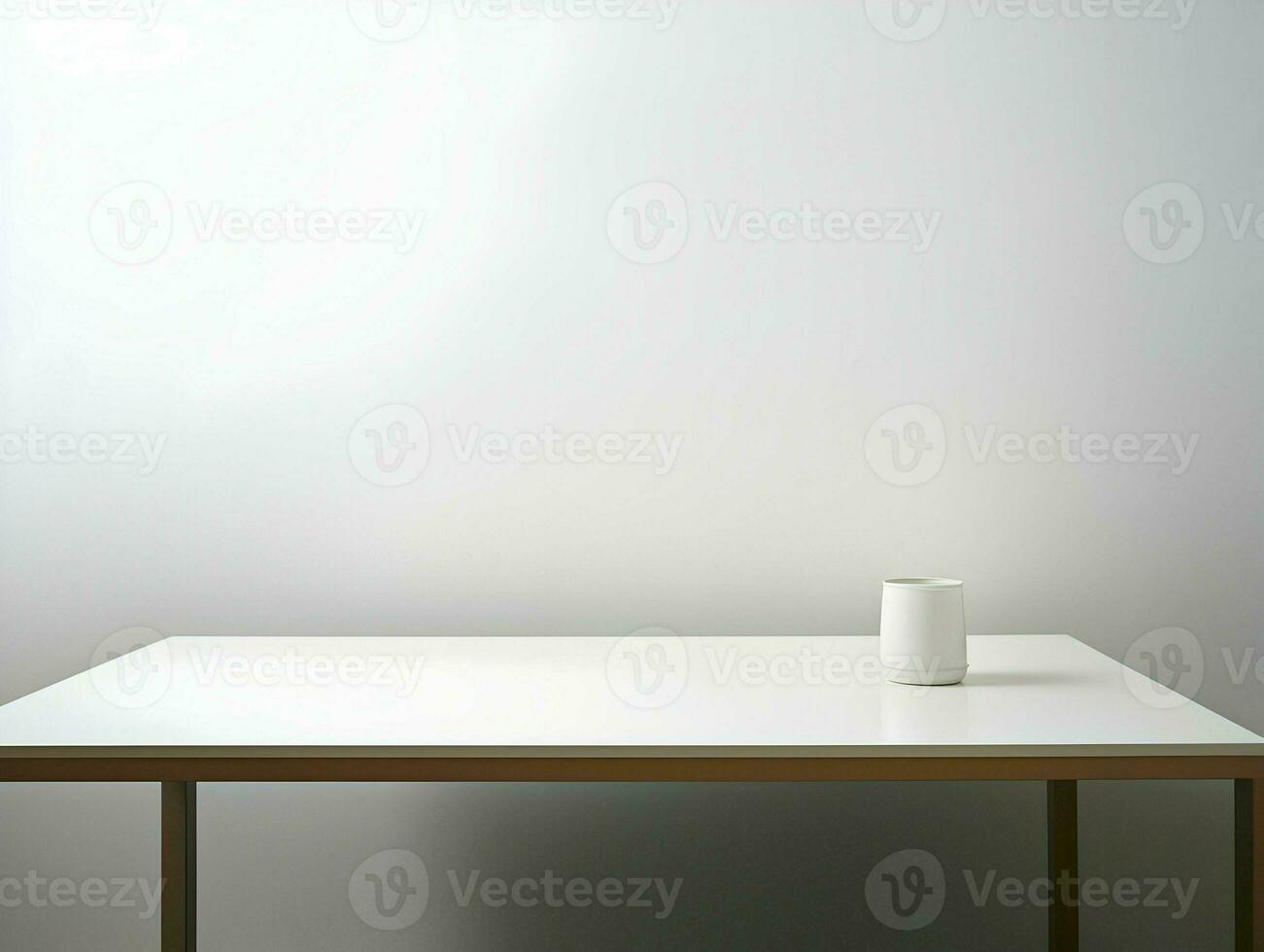 AI generated A white table and an vase on a white background. High-resolution. AI Generative photo
