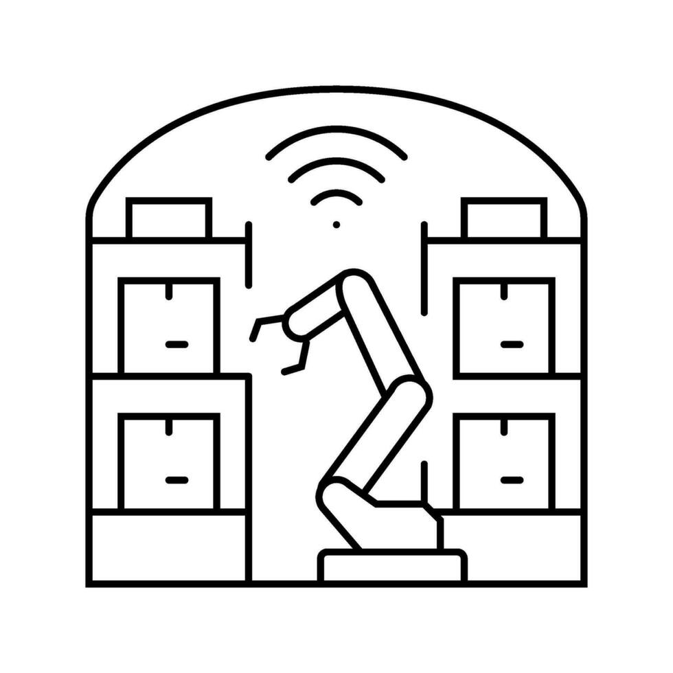 automated warehouse autonomous delivery line icon vector illustration