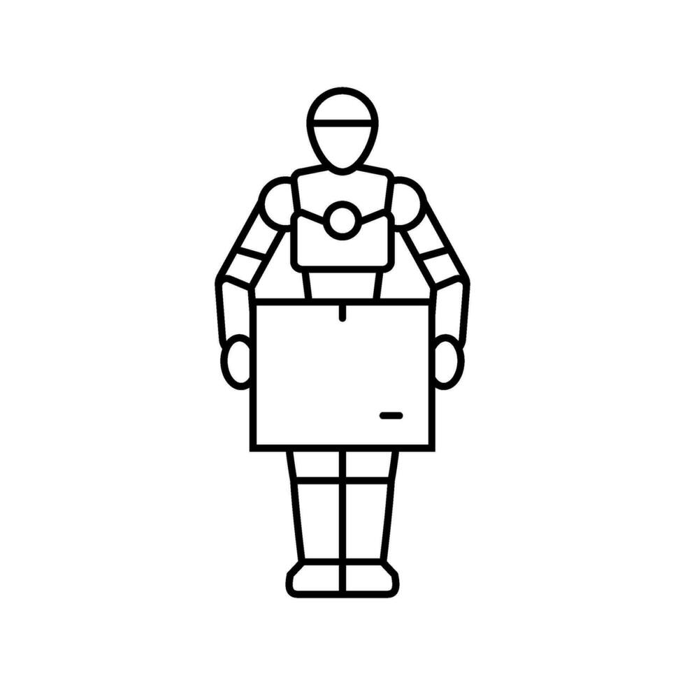 robot courier autonomous delivery line icon vector illustration