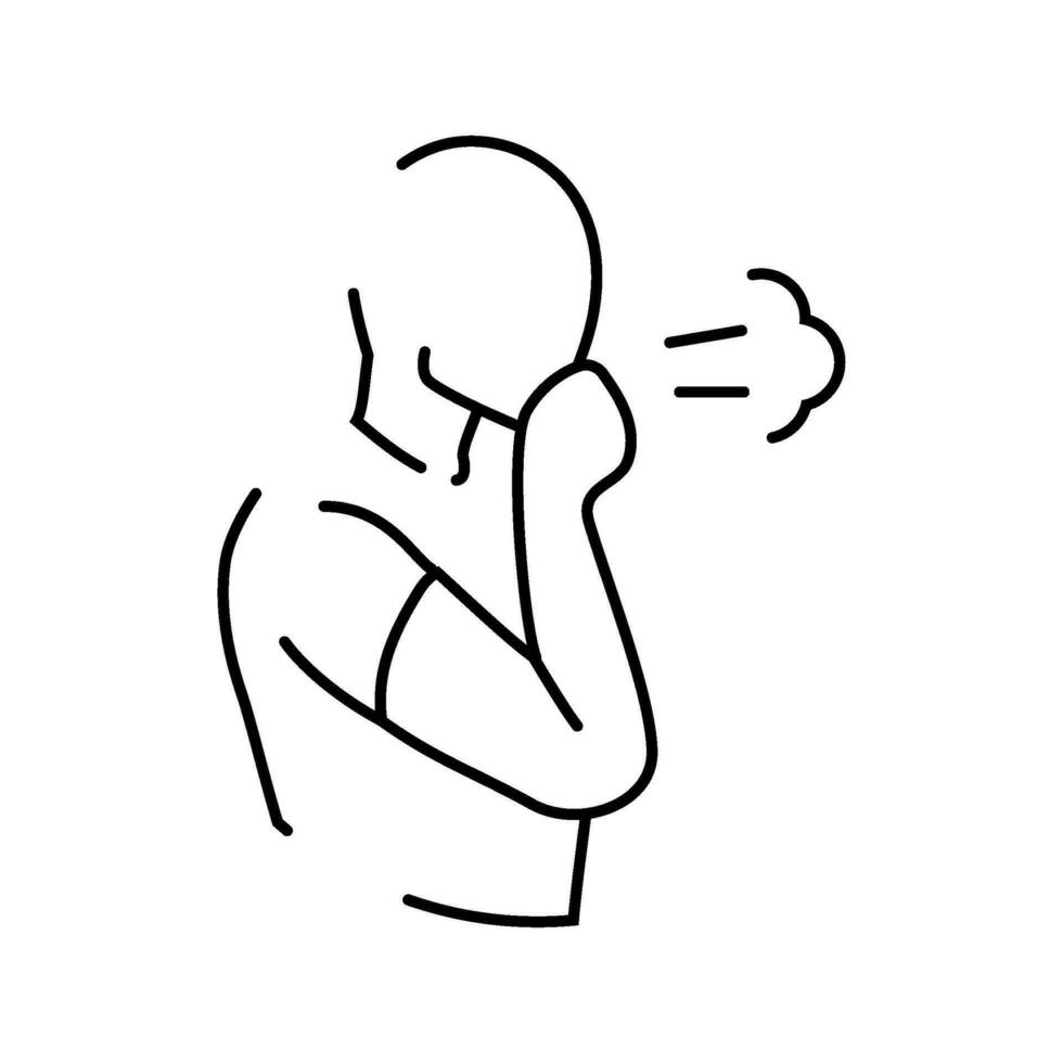 difficulty breathing disease symptom line icon vector illustration