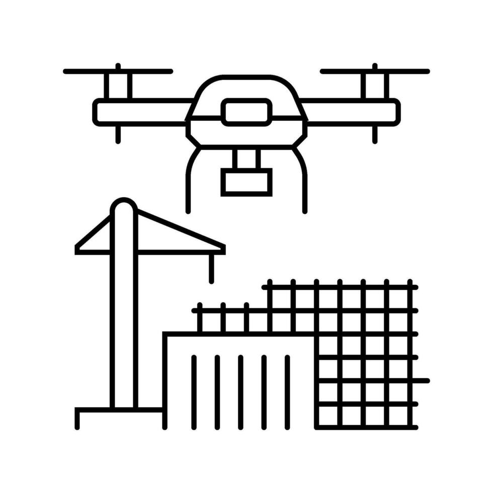 construction site drone line icon vector illustration