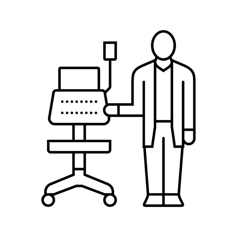 ekg technician heart monitor line icon vector illustration