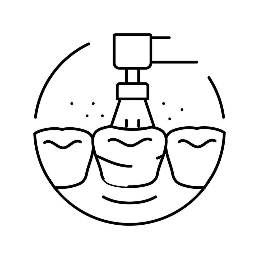 dientes limpieza dental línea icono vector ilustración