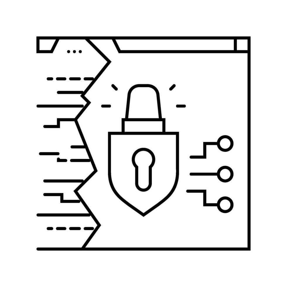 hacking attempt cyberbullying line icon vector illustration
