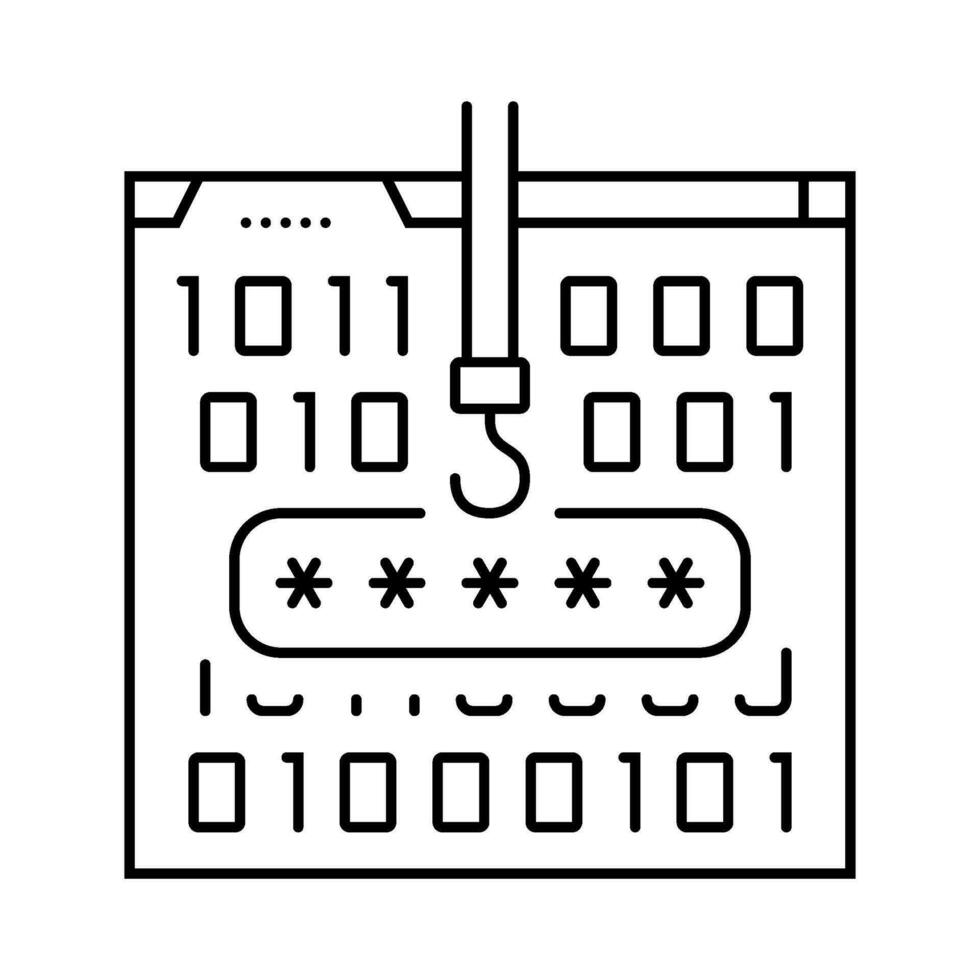 password stealing cyberbullying line icon vector illustration