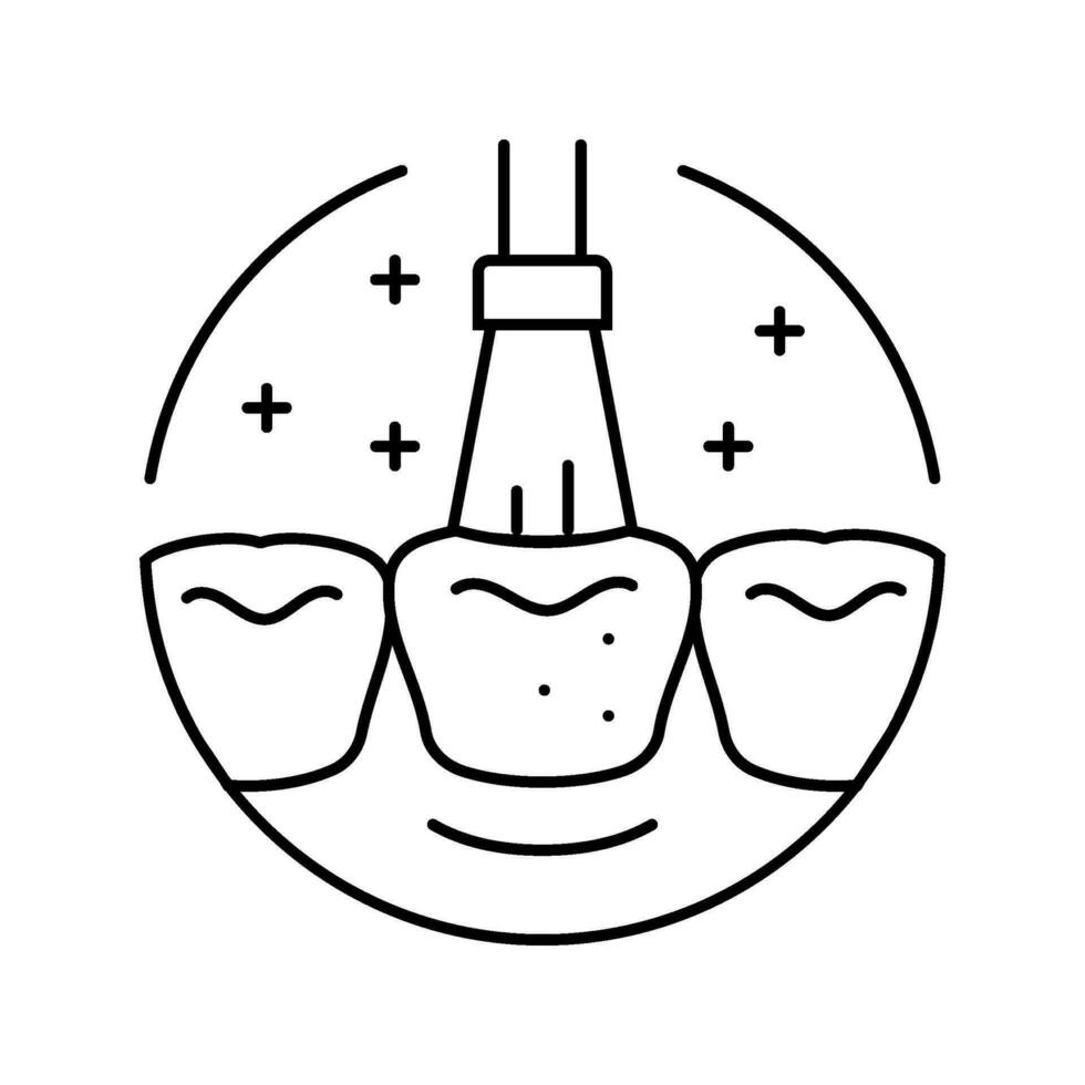 fluoride treatment dental procedure line icon vector illustration