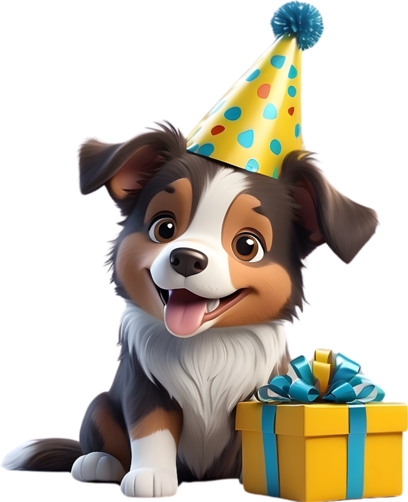 AI generated happy birthday dog cartoon png