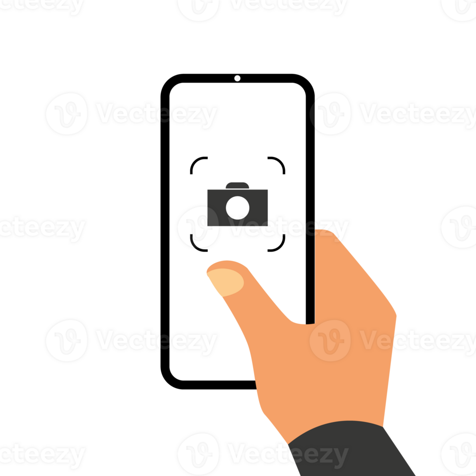 Hand holding smart phone, take pictures png