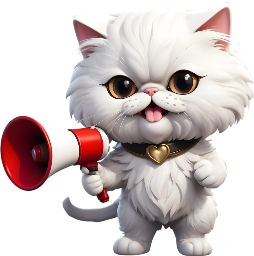 AI generated a cartoon cat with a megaphone png